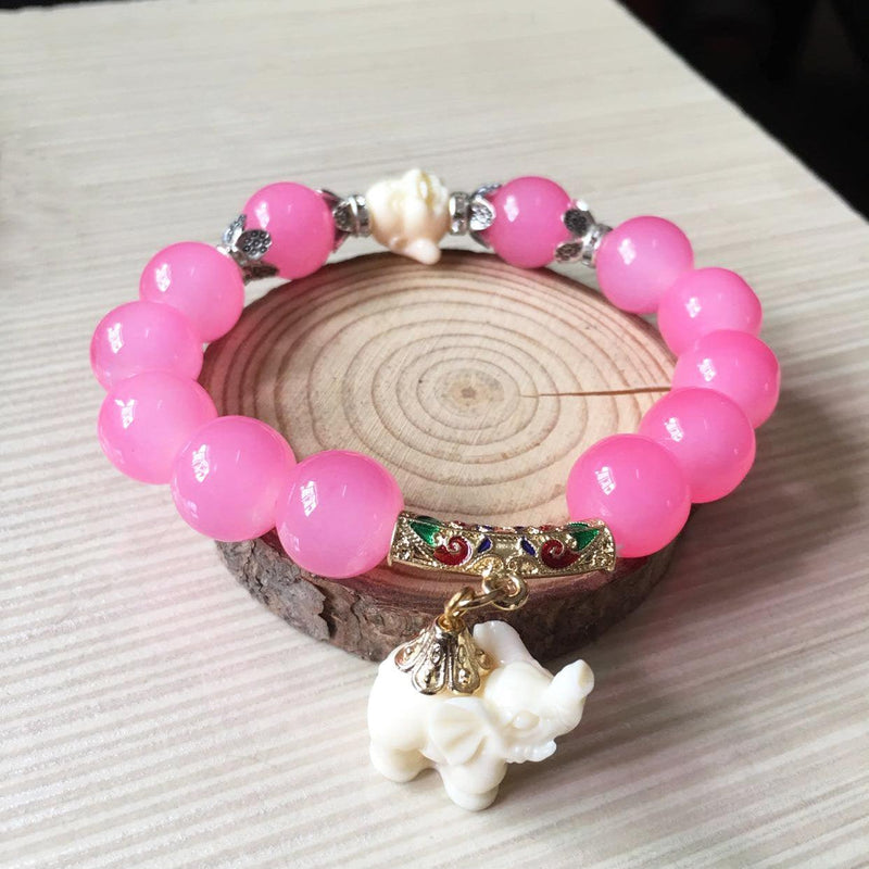 crystal elephant charm bracelet, view 10 - MRSLM