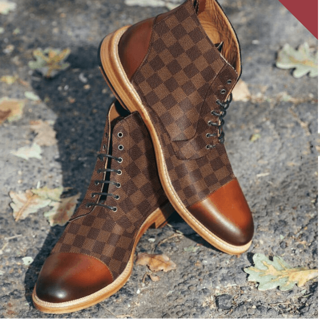 Spring Low Heel Front Lace Up Ankle Combat Boots For Men