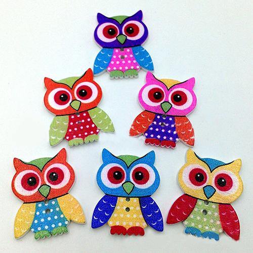 20Pcs 2 Holes Cartoon Owl Pattern Wooden Buttons For Sewing Sewing DIY Scrapbook - MRSLM