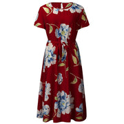 round neck printed chiffon dress, view 5 - MRSLM