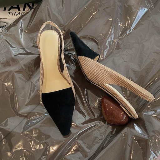 Pointed toe profiled heel sandals, view 3 - MRSLM