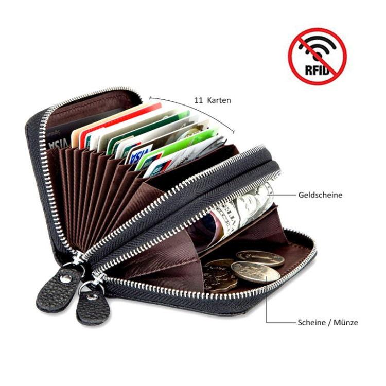 Women's leather double zipper wallet, view 4 - MRSLM