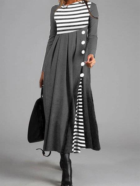 Striped color block loose dress - MRSLM