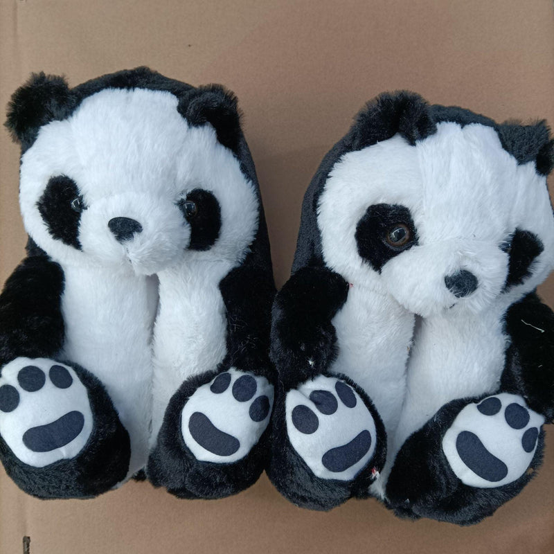 Cute panda plush slippers, view 2 - MRSLM