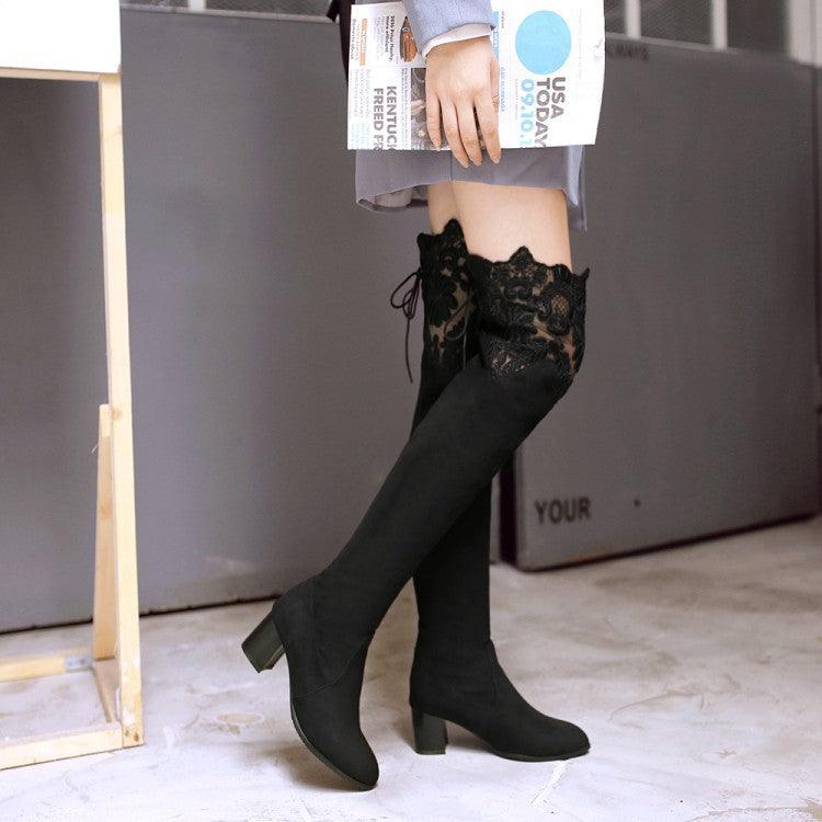 Women's over-the-knee lace high-heel boots, view 3 - MRSLM
