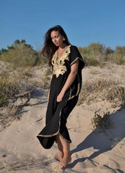navy blue rayon beach robe, view 5 - MRSLM