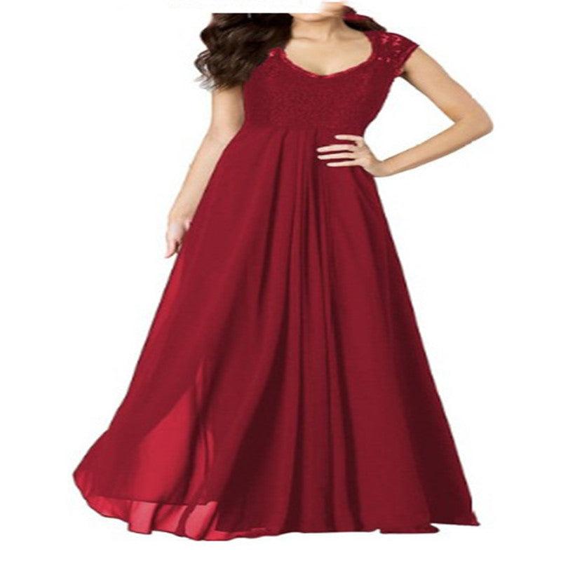 Lace stitching sleeveless chiffon dress, view 3 - MRSLM