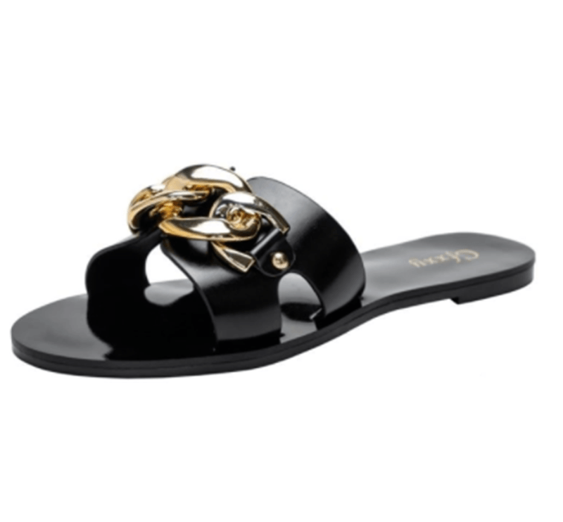 Fashion Metal Chain Flat Heel Sandals Women