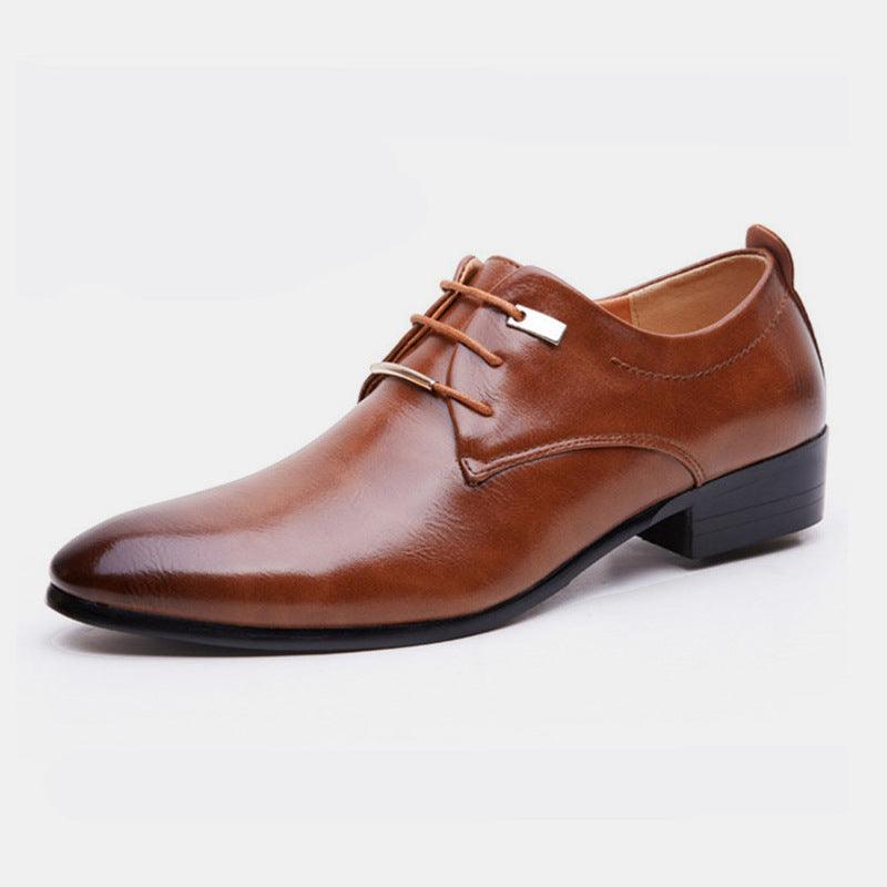 Men's retro pointed toe leather shoes, view 6 - MRSLM