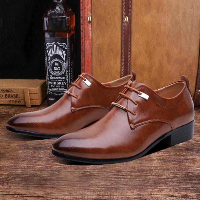 Men's retro pointed toe leather shoes, view 2 - MRSLM