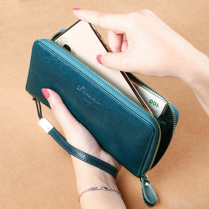 Women's Long Leather Large-capacity Zipper Wallet Clutch - MRSLM