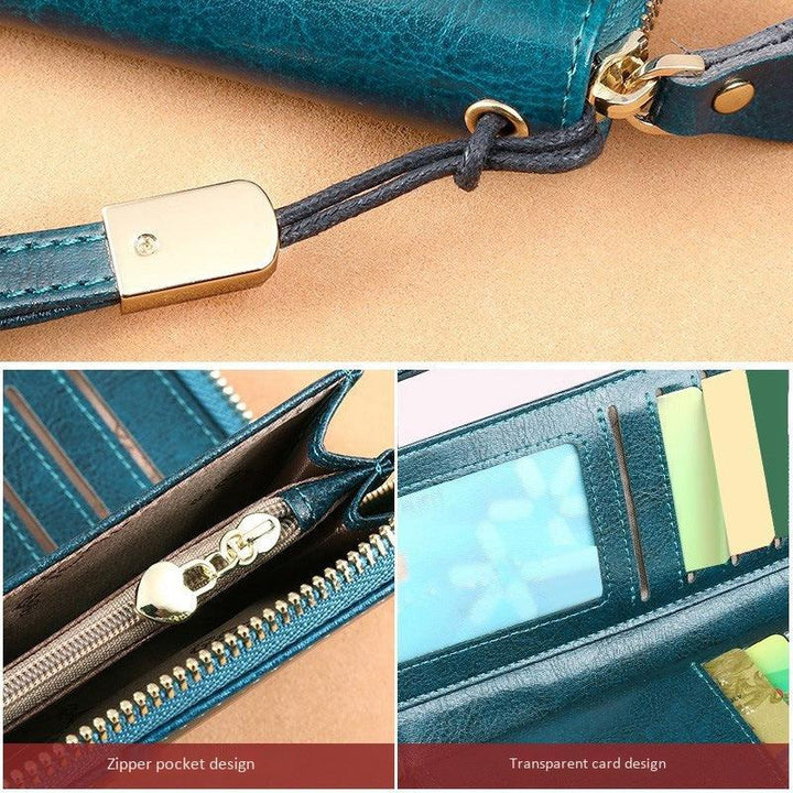 Women's Long Leather Large-capacity Zipper Wallet Clutch - MRSLM