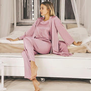 women's pink satin pajama set - MRSLM