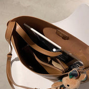 Large one-shoulder PU bucket bag, view 3 - MRSLM