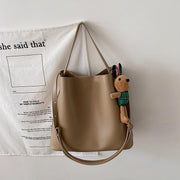 Large one-shoulder PU bucket bag, view 10 - MRSLM