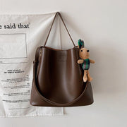 Large one-shoulder PU bucket bag, view 4 - MRSLM