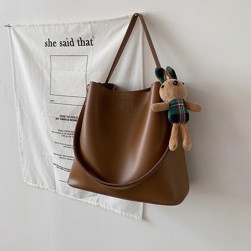 Large one-shoulder PU bucket bag - MRSLM