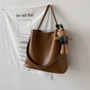 Large one-shoulder PU bucket bag, view 9 - MRSLM
