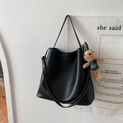 Large one-shoulder PU bucket bag, view 7 - MRSLM
