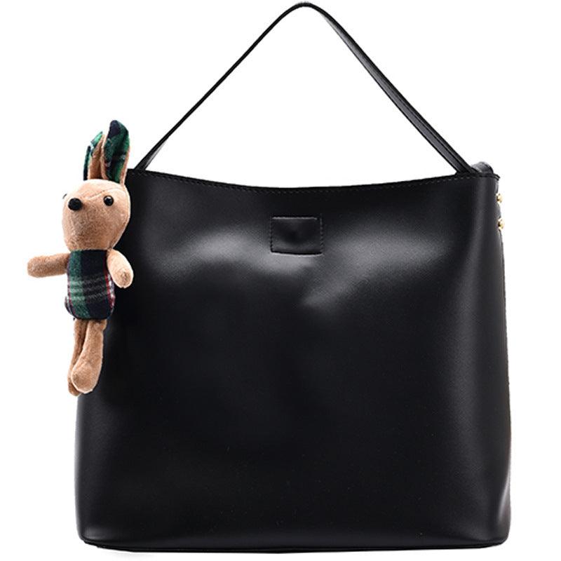 Large one-shoulder PU bucket bag, view 5 - MRSLM