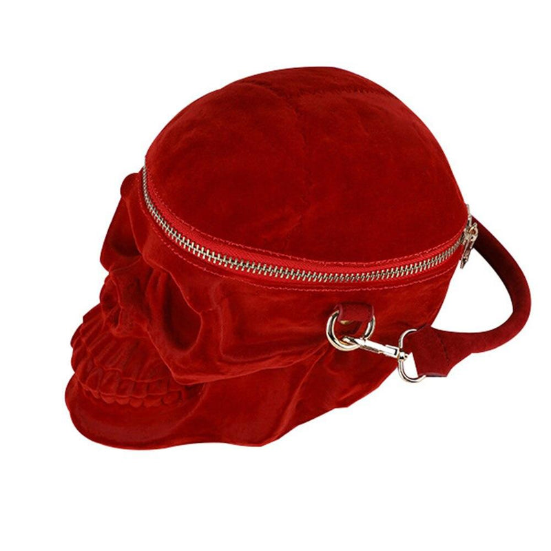 Gothic velvet skull shoulder bag, view 6 - MRSLM