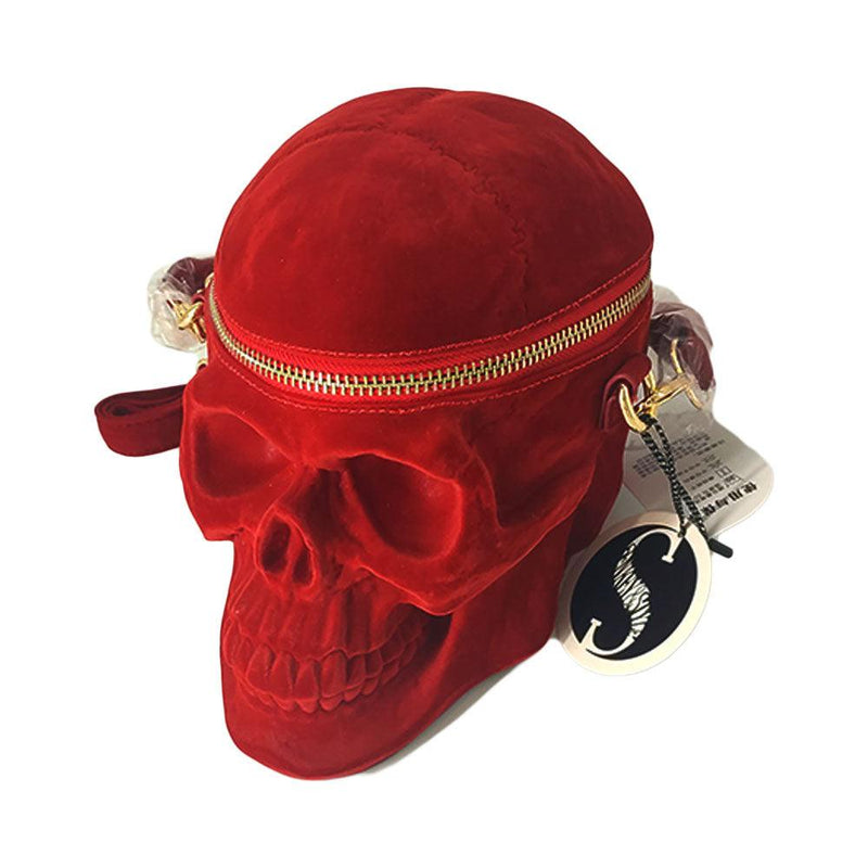 Gothic velvet skull shoulder bag, view 4 - MRSLM