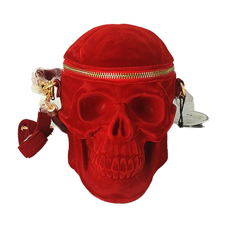 Gothic velvet skull shoulder bag, view 3 - MRSLM