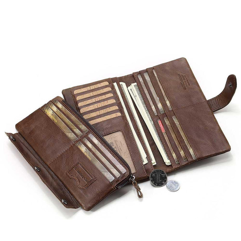 Leather long stitching clutch wallet - MRSLM