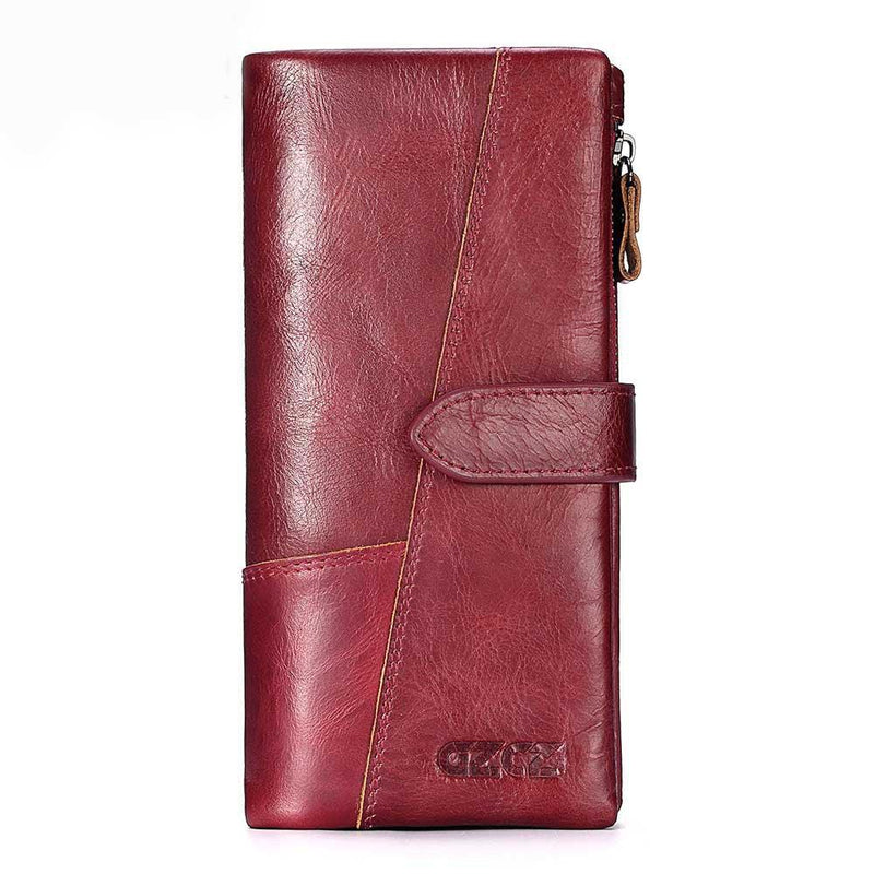 Leather long stitching clutch wallet, view 3 - MRSLM