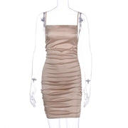 Pleated strap open back dress, view 4 - MRSLM