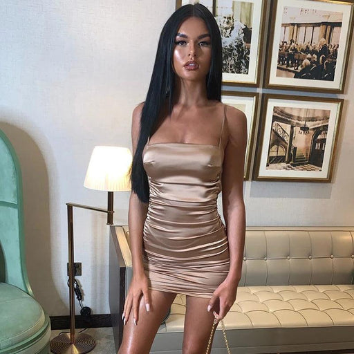 Pleated strap open back dress - MRSLM