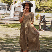 casual vacation floral v-neck dress, view 4 - MRSLM