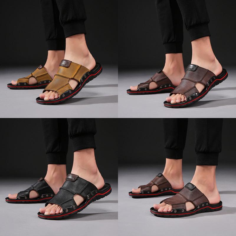 Soft sole leather flip flops, view 4 - MRSLM