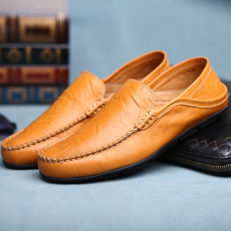men's casual slip-on leather loafers, view 9 - MRSLM