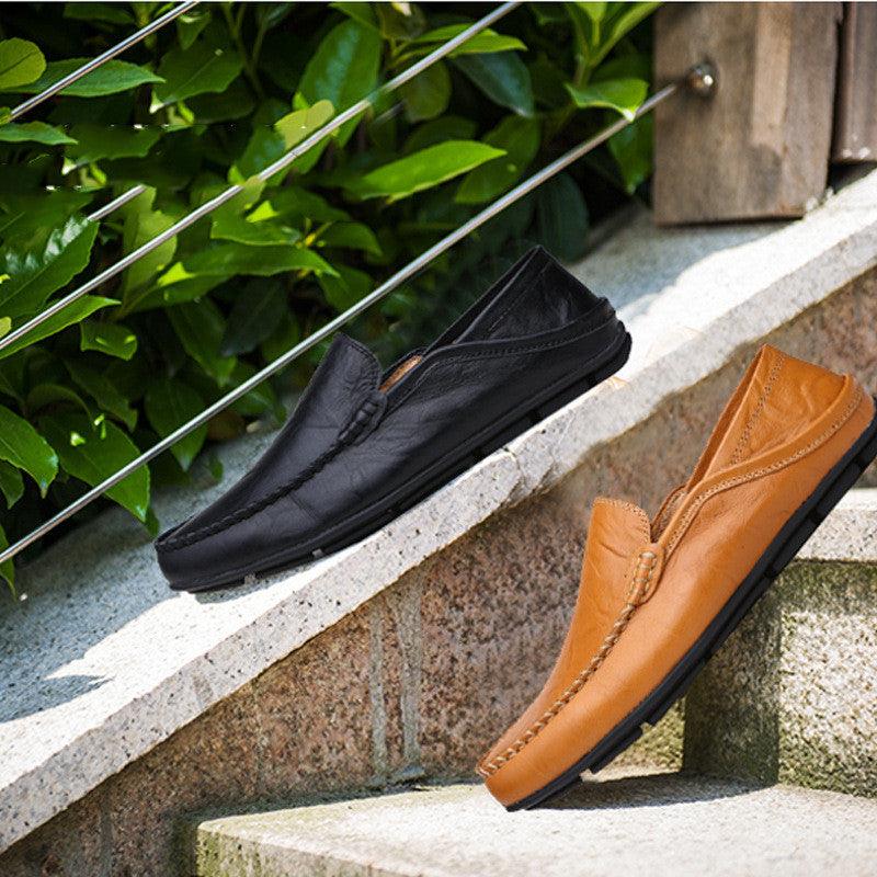 men's casual slip-on leather loafers, view 3 - MRSLM