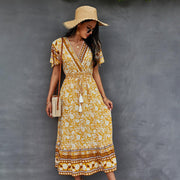 bohemian loose v-neck summer dress, view 5 - MRSLM