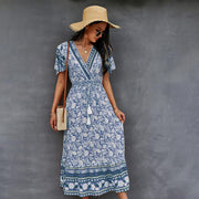bohemian loose v-neck summer dress, view 4 - MRSLM
