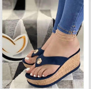 Women's wedge heel flip flop slippers, view 2 - MRSLM
