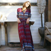 bohemian print long beach dress, view 5 - MRSLM