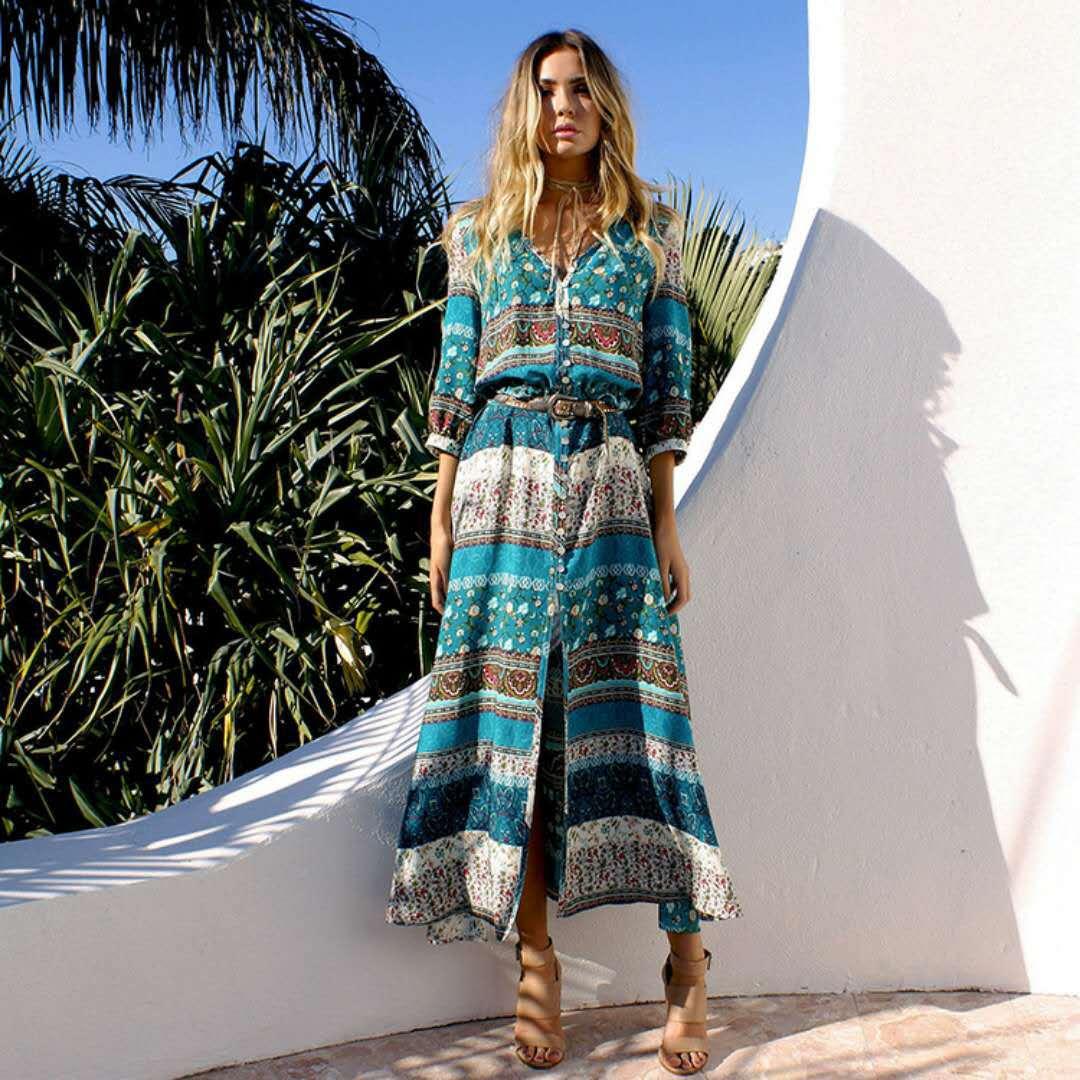 Bohemian Print New Dress Women's Beach Dress