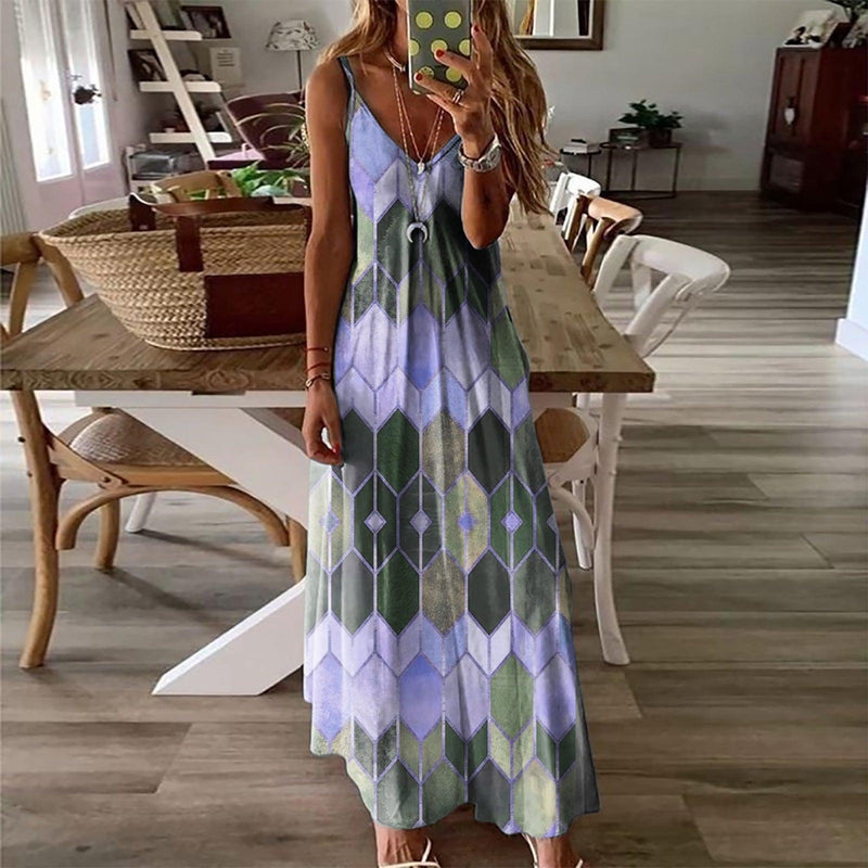 casual printed camisole long dress, view 5 - MRSLM