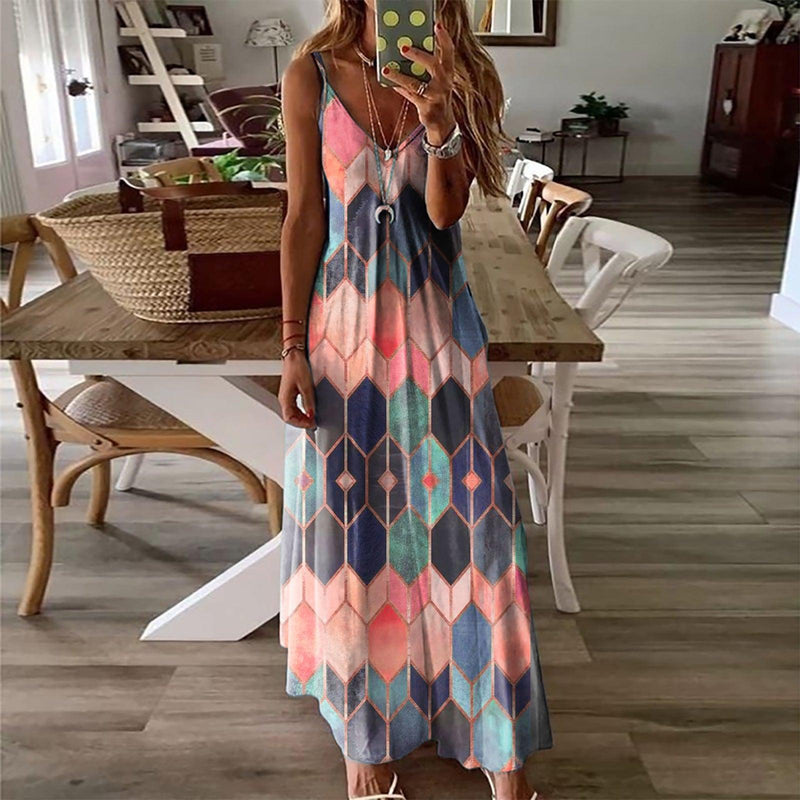 casual printed camisole long dress, view 2 - MRSLM
