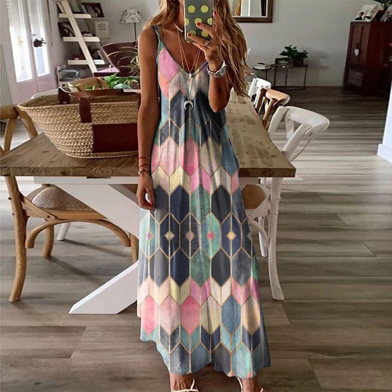 casual printed camisole long dress, view 9 - MRSLM