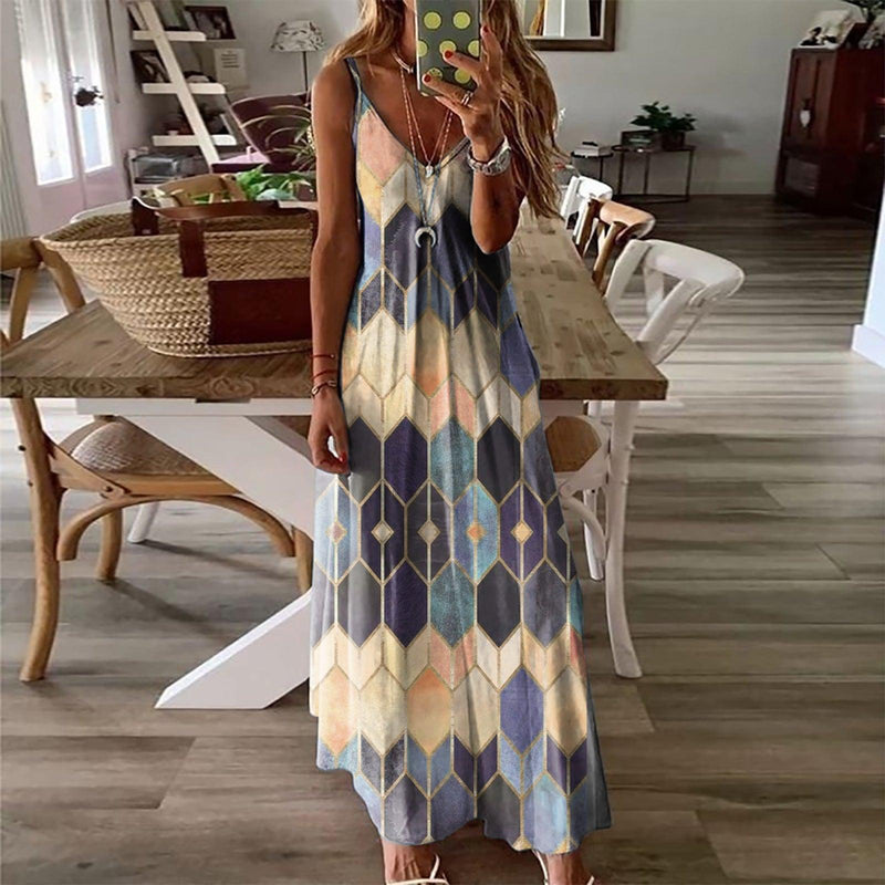 casual printed camisole long dress, view 4 - MRSLM