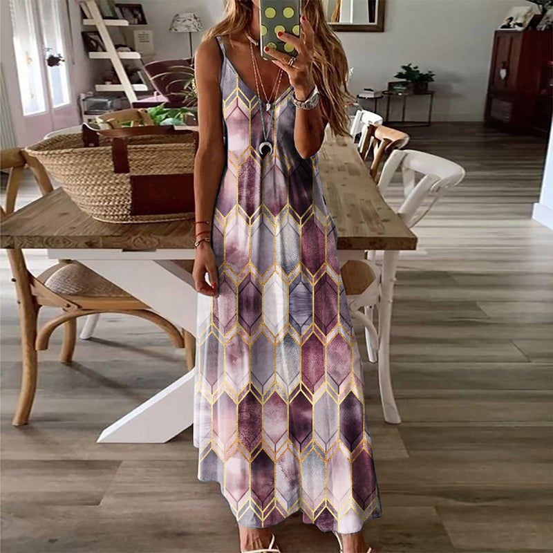casual printed camisole long dress, view 7 - MRSLM
