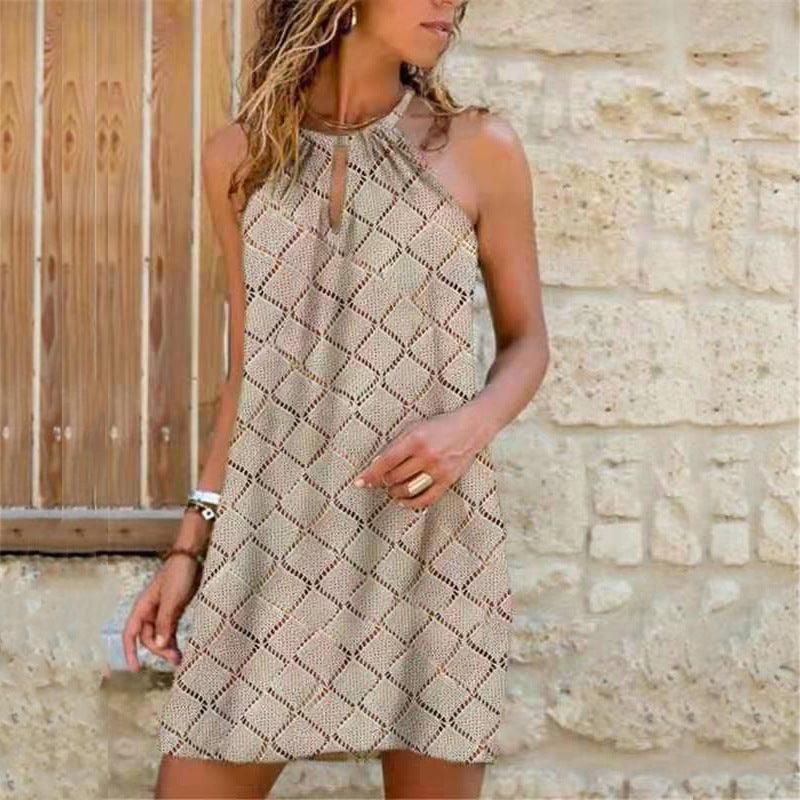 Women's halter-neck print dress, view 13 - MRSLM