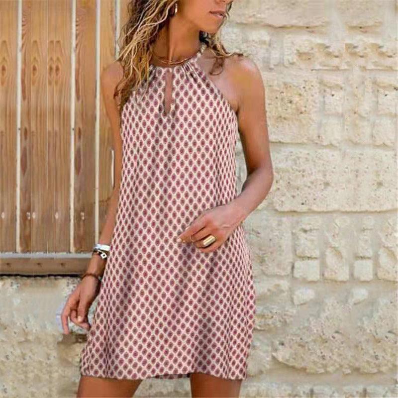 Women's halter-neck print dress, view 12 - MRSLM