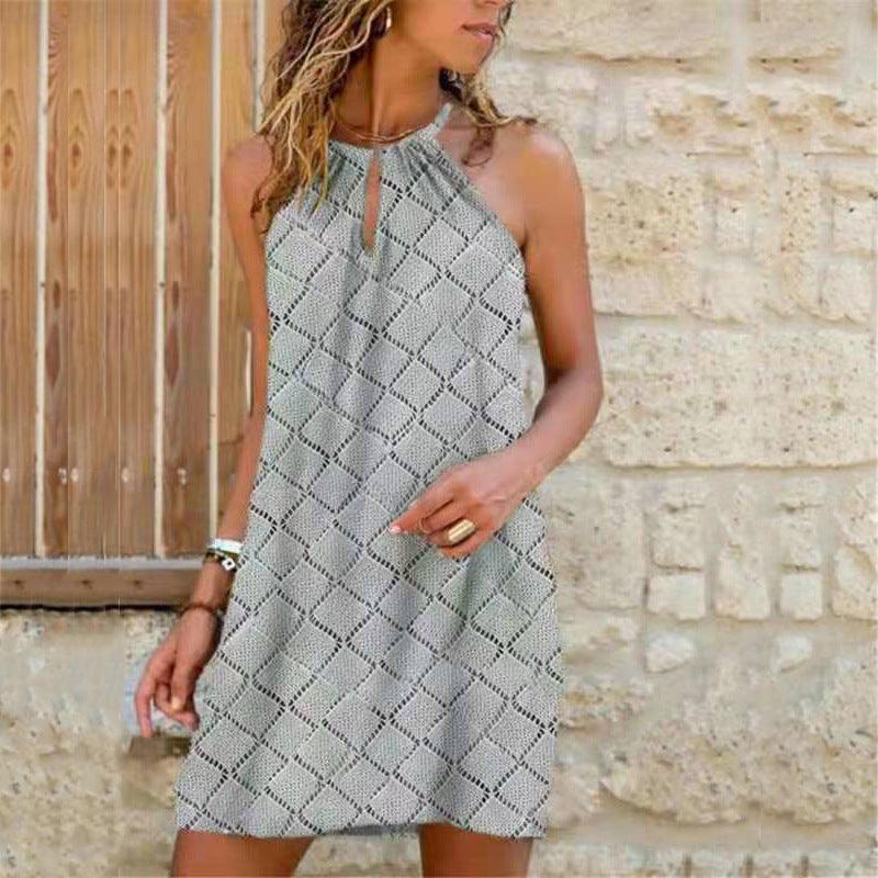 Women's halter-neck print dress, view 9 - MRSLM
