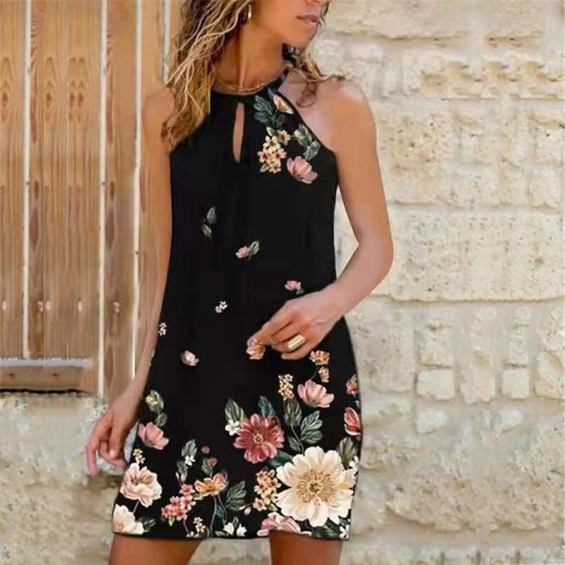 Women's halter-neck print dress, view 8 - MRSLM