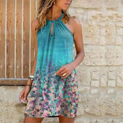 Women's halter-neck print dress, view 10 - MRSLM